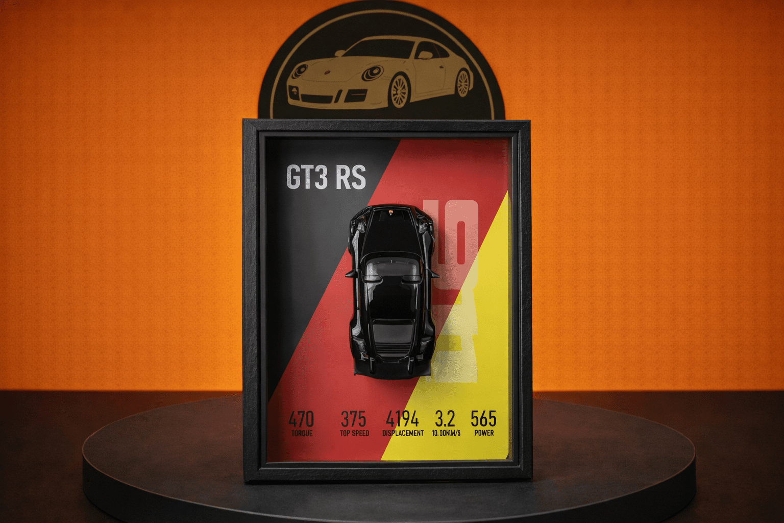 Cuadro 3D de Coche Deportivo – Decoración Premium con Marco y Miniatura en Relieve - Modelo a Escala - ScaleCraft Motors