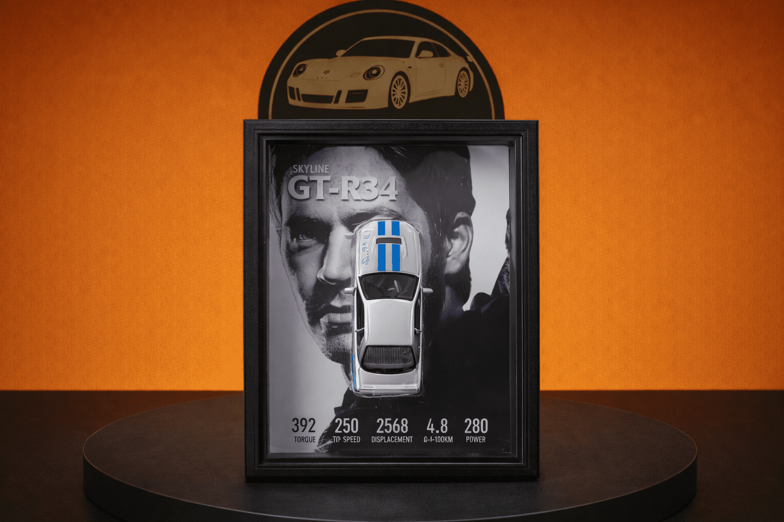 Cuadro 3D de Coche Deportivo – Decoración Premium con Marco y Miniatura en Relieve - Modelo a Escala - ScaleCraft Motors