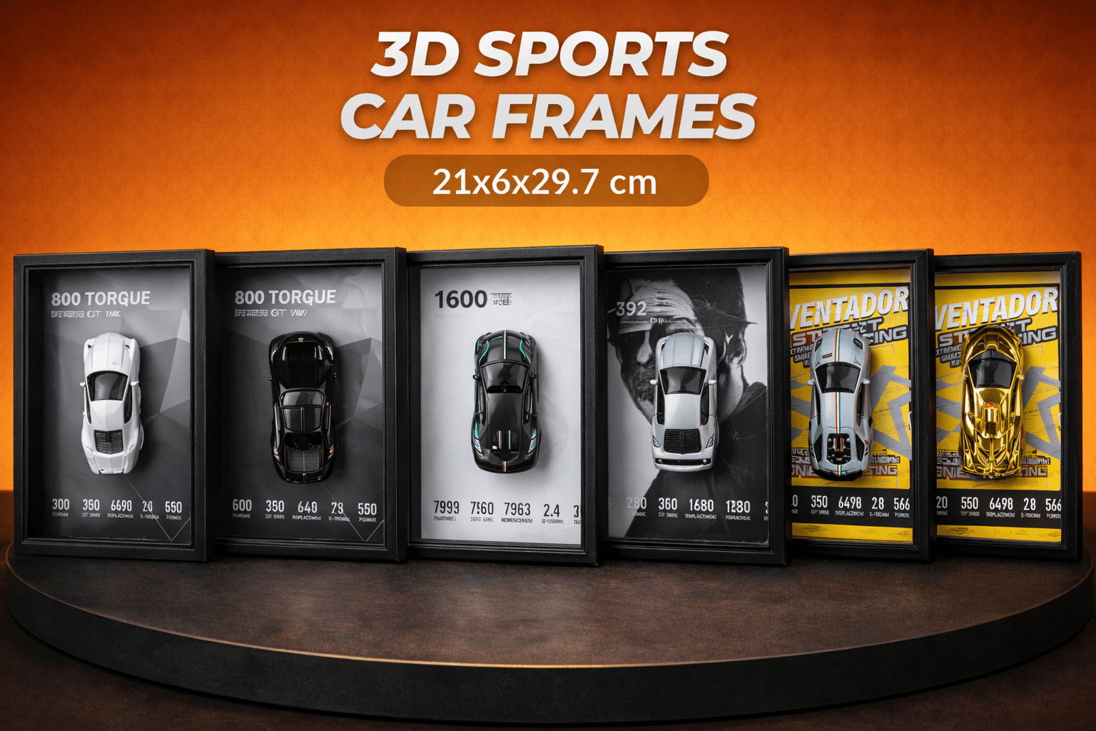 Cuadro 3D de Coche Deportivo – Decoración Premium con Marco y Miniatura en Relieve - Modelo a Escala - ScaleCraft Motors