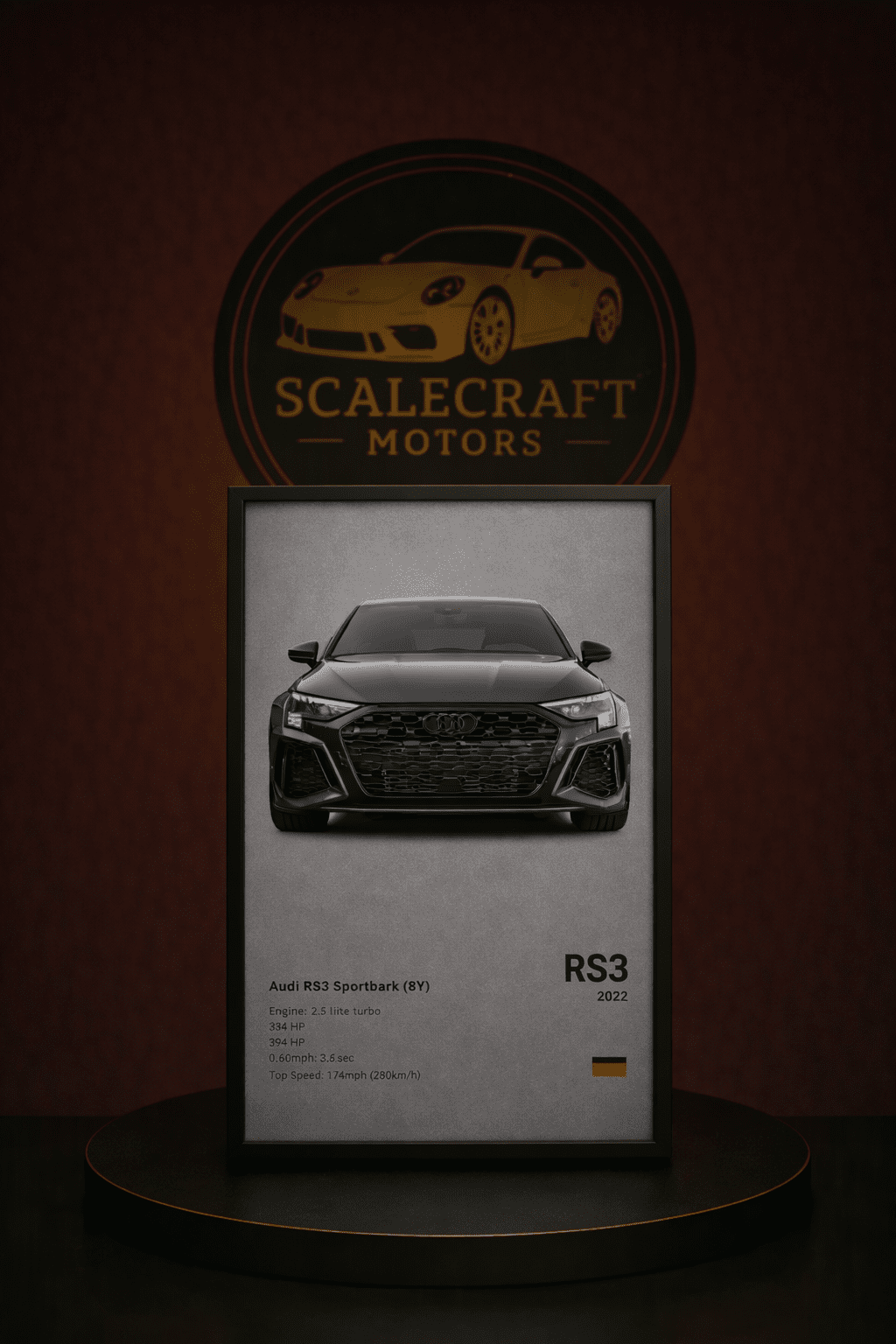 Póster de Coche Deportivo Enmarcado | Decoración Automovilística Moderna - Modelo a Escala - ScaleCraft Motors