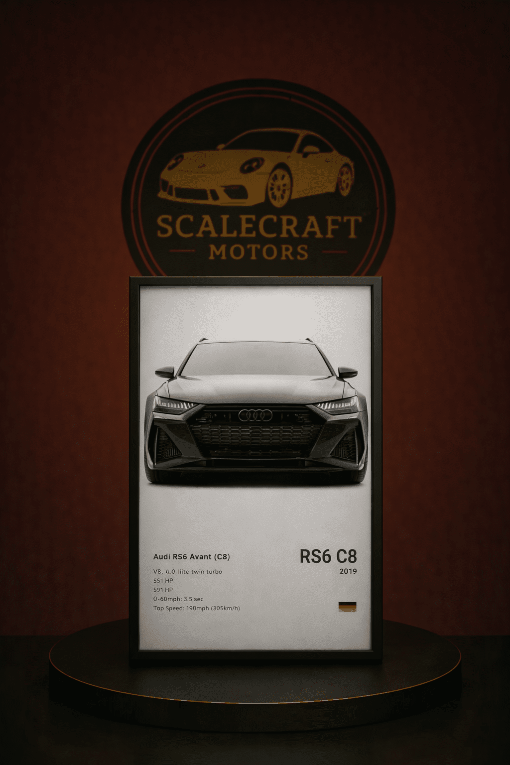 Póster de Coche Deportivo Enmarcado | Decoración Automovilística Moderna - Modelo a Escala - ScaleCraft Motors
