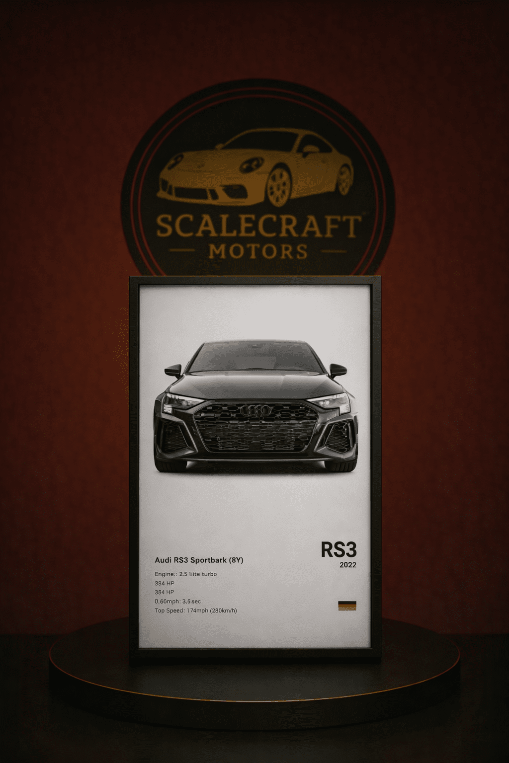 Póster de Coche Deportivo Enmarcado | Decoración Automovilística Moderna - Modelo a Escala - ScaleCraft Motors